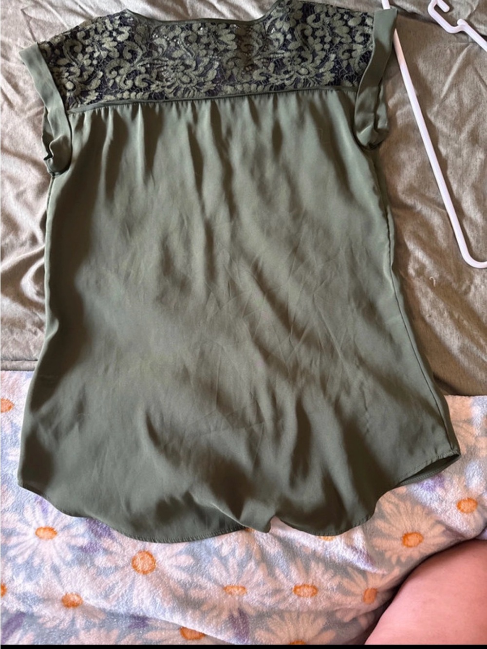 Olive Green Lace-Yoke Women’s Skirt